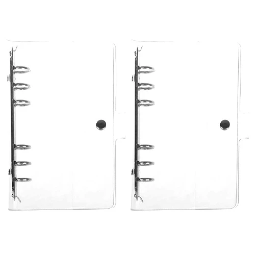 D-Worthy Pack of 2 Transparent Soft PVC 6-Ring Binder Cover w/Snap Button Closure for 6 hole Planner Pages Refill Insert (A6 Size)