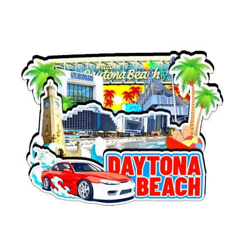 Kaisrlse Daytona Beach Florida USA Fridge Magnet Wooden Magnet Art Souvenirs Creative Collection Handmade Travel Home Office Gifts Landscape Refrigerator Decor 3103