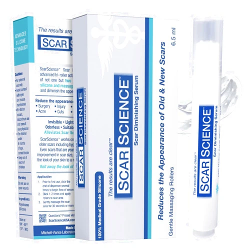 ScarScience Medical Grade Silicone Scar Gel in Massage Roller - Gel Scar Cream for Newly Healed Wounds and Older Scars - Surgical, Acne, Burns, Hypertrophic, Keloids - All Skin Tones - Tattoo Safe