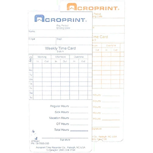 Acroprint Time Recorder Weekly Time Cards, for Use with: Acroprint ATR240, ATR360 (1750 Pack)