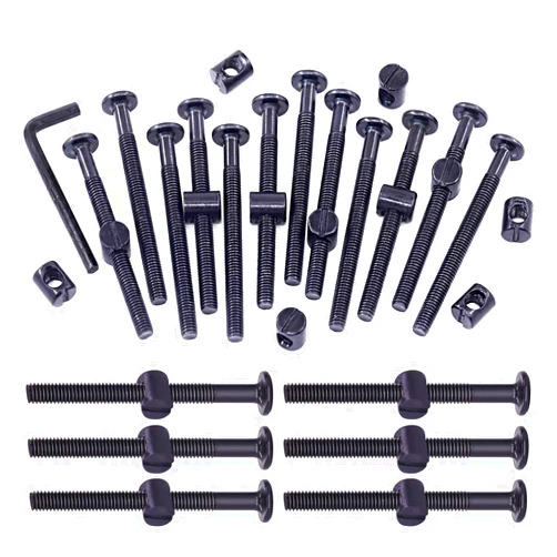 Swpeet 51Pcs Black M6 × 70mm Crib Hardware Screws, Hex Socket Head Cap Crib Baby Bed Bolt and Barrel Nuts with 1 x Allen Wrench Perfect for Furniture, Cots, Crib Screws (M6x70mm)