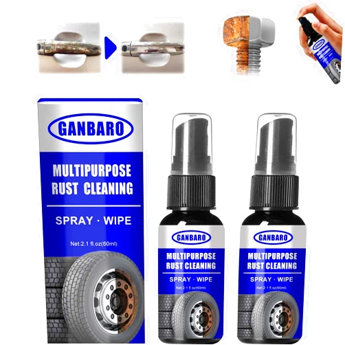 Ganbaro Rust Remover for Metal, Car Rust Remover, Rust Remover Spray, Rim Cleaner & Brake Dust Remover - Ideal for Car Owners, DIY Enthusiasts and Professional Mechanics - 2PCS * 60ML