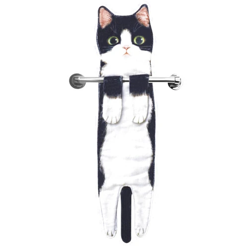 MewMix Cat Hand Towels for Kitchen Bathroom - Cute Cat Decor Gadgets - Hanging Soft Absorbent Hand Face Towel - Funny Birthday Mothers Day Housewarming Holiday Unique Gifts for Women Mom Lady Cat Lovers
