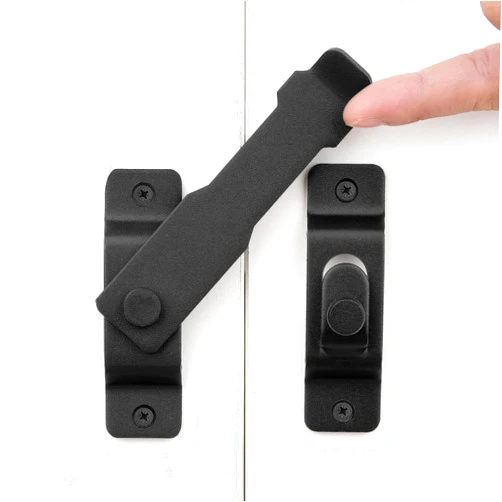 INIRET 2 Packs Barn Door Latches，4.33”x 3.23” Matte Black Stainless Steel barn gate flip Door Latch Bi-fold Door Lock,Sliding Door Antique Lock Gate Latches Wine Cabinet Closet Door Latches