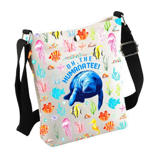 MNIGIU Funny Manatee Crossbody Bag Manatee Lover Bag Manatee Mom Gift Sea Cow Gift Sea Animal Gift