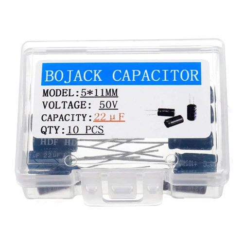 BOJACK 5X11mm 22uF 50V 22MFD 50Voltage ±20% Aluminum Electrolytic Capacitors (Pack of 10)