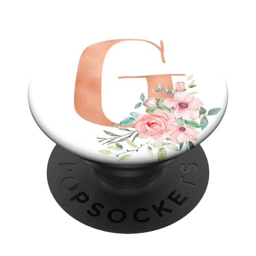 Castlepop Rose Blush Floral Monogram Letter G Pretty Pink Flowers PopSockets PopGrip: Swappable Grip for Phones & Tablets PopSockets Adhesive PopGrip