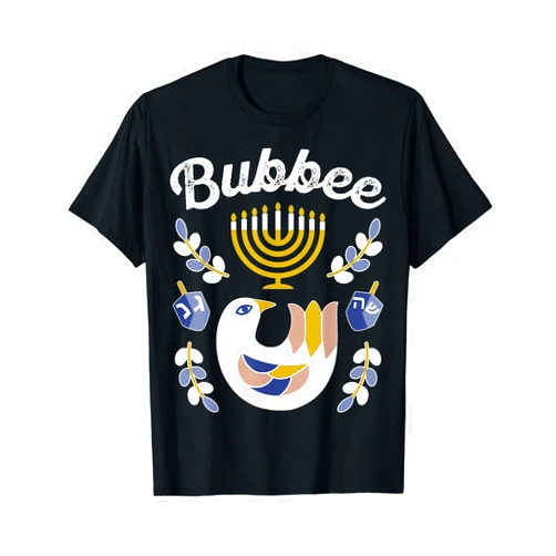 Chanukah PJs Family Matching Menorah Candle Decor Matching Family Hanukkah Pajama Top Dreidel & Menorah Bubbee T-Shirt