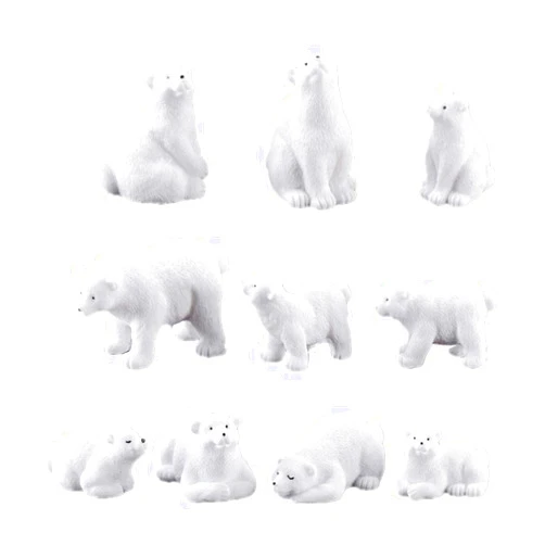 Toddmomy Mini Polar Bear Figurines 10Pcs Mini Animals Figures Miniature Ornaments Accessories for Landscape DIY Terrarium Crafts Home Decor