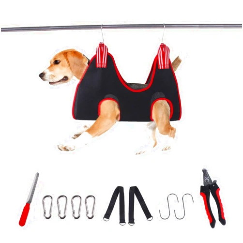 Ruzzut Pet Grooming Hammock Harness for Cats & Dogs with Nail Trimmers/Grooming Scissors, Dog Nail Clipper, Dog Grooming Sling for Dog/Cat Claw Care, S Size(10.2