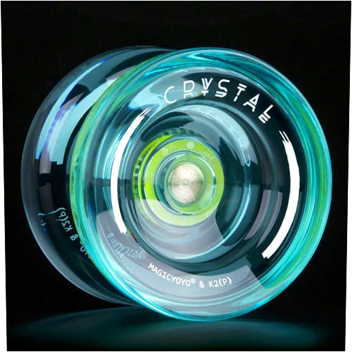 MAGICYOYO K2 Crystal Professional Finger Spin Yoyo, Responsive Yoyo for Kids 8-12 & Beginners, Durable PC Plastic Yo-yo, Includes 12 Yo yo Strings, Glove & Bag (Crystal Green)