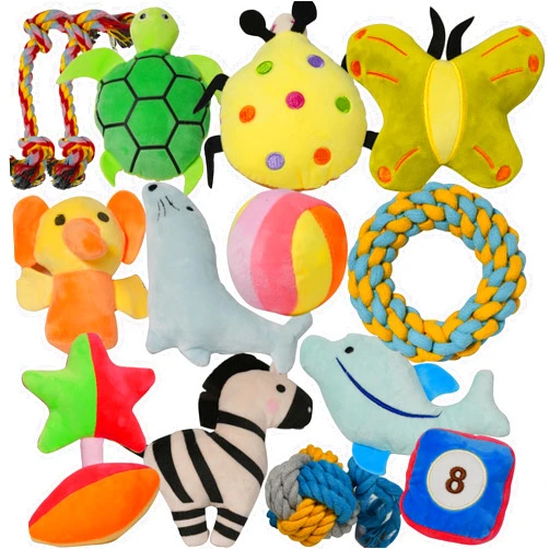 SZKOKUHO Puppies Pet Multiple Designs Rope Dog Chew Toys,Cute Stuffed Plush Puppy Squeaky Toys for Small Medium Dogs Interactive Play Exercise (Pack of 15)