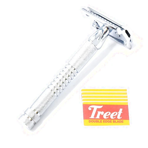 OdontoMed2011® Safety Razor Double Edge Stainless Steel Blades Manual Shaving Razor with 5 Pcs Double Edge Razor Blades BTS-326