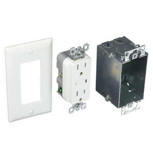 On-Q Legrand - OnQ Duplex Outlet Kit Provides Power and Surge Protection to Networking, Power Outlet Kit with Recessed Outlet Compatible with Standard Knockouts, Recessed Power Outlet, 36456902V1