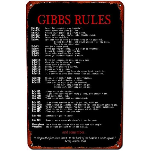 VASAJEEVANI-Gibbs Rules Vintage Travel Poster Retro Poster Metal Tin Sign Chic Art Iron Painting Bar People Cave Cafe Family Garage Wall Decoration 8x12inch
