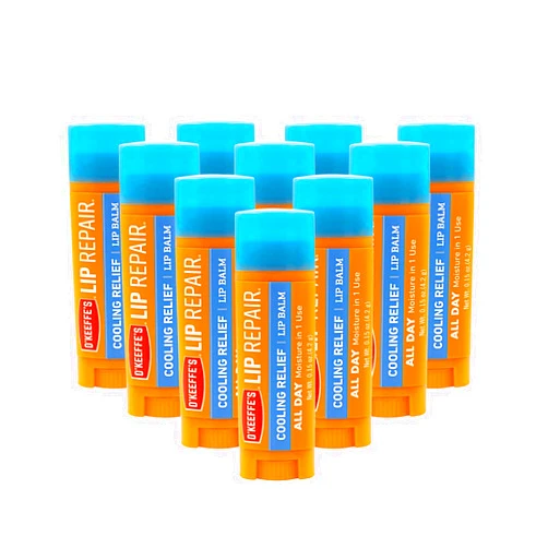O'Keeffe's Cooling Relief Lip Repair Lip Balm for Dry, Cracked Lips, Stick, (Pack of 10)