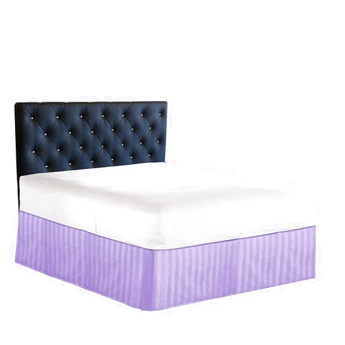 Elegant Comfort Luxury 1500 Thread Count Wrinkle Resistant Egyptian Weave Quality Stripe Bed Skirt/Dust Ruffle - Pleated Tailored 14inch Drop, Queen, Lilac