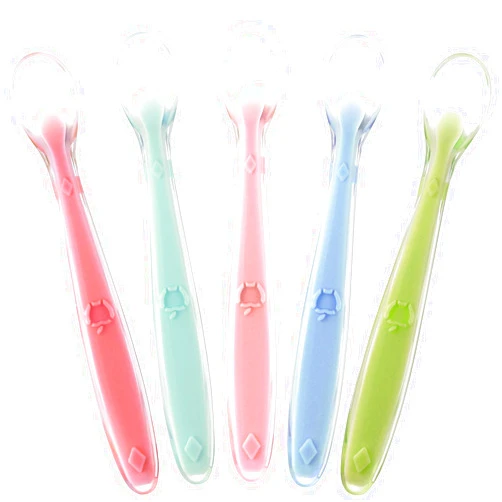 Sperric Best Baby Spoons First Stage 4 Months, Soft Food Grade Silicone, Baby Spoon Self Feeding, Infant Spoons First Stage Toddler Spoons, Baby Utensils Training Spoon Gift Set 5 Pack