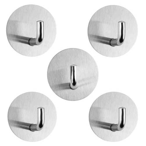 LIISKY Adhesive Hooks, Sticky Hook Made of 304 Stainless Steel, Super Sticky Nail-Free Wall Hooks for Hanging Coats and Towels, 5 Packs, LIISKY(Silver) White 1.77 x 1.18 x 1.77 inches; 4.58 Ounces