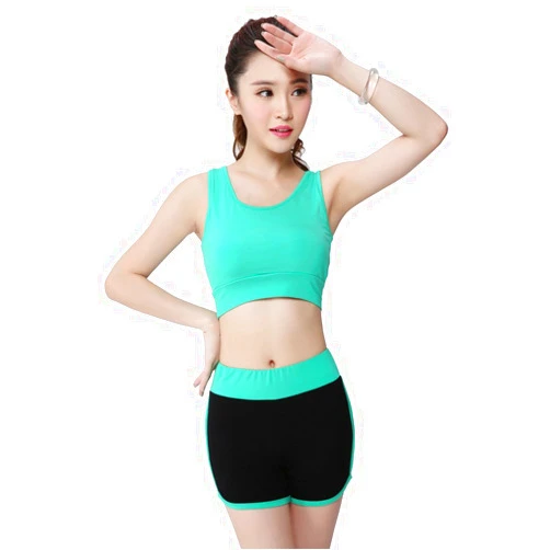 Cheji Women's Sports Yoga Bra Yoga Shorts Athletic Vest Gym Fitness Shorts Set