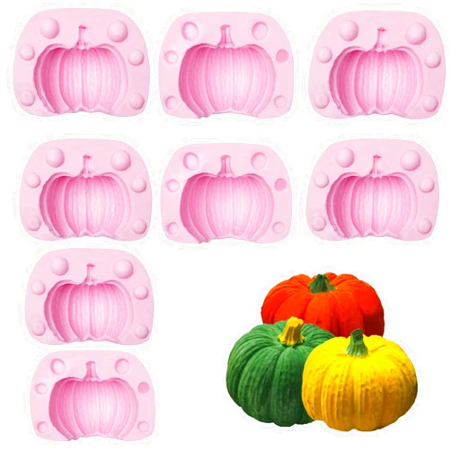 Ywzbomoldrm 3D Pumpkin Candle Epoxy Silicone Molds 8 Pcs, Autumn Pumpkin Chocolate Candy Fondant Mold For Fall Halloween Thanksgiving Baking Cupcake Topper Cake Decoration, Handmade Soap