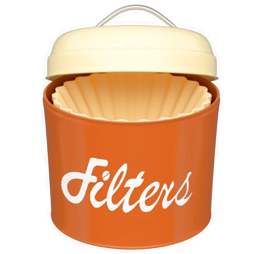 CORTNK Brown Basket Coffee Filter Holder with Lid - Round Storage Container for Counter - Rustic Farmhouse Coffee Bar Accessories Decor