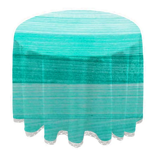 Tangkunup Round Tablecloth with Lace - Washable Circle Tablecloth for Dining Table, Tear Resistant Light Blue Table Cloth 60 Inch