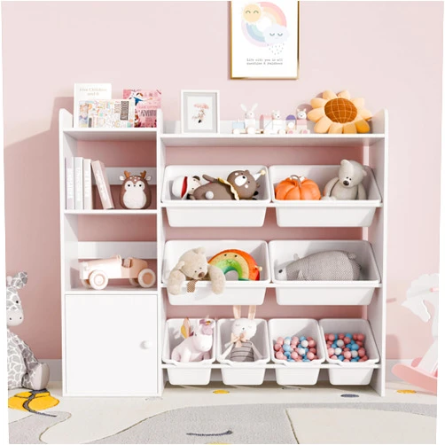 Xilingol Kids Toy Storage Organizer, 4-Tier Toy Organizers W/8 Removable Storage Bins, Kids Bookshelf and Toy Storage for Study Room, Bedroom, Kids Room, Classroom, Nursery