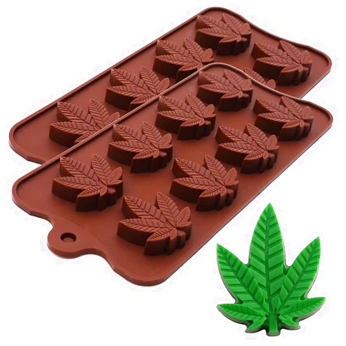 PJ Bold Marijuana Weed Hemp Leaf Silicone Molds for Pot Candy Mold Chocolate Gummy Gummies, 2 Pack
