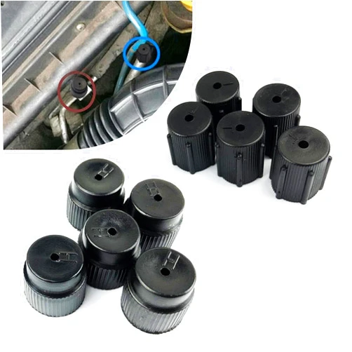 Leediga Pack-10 Car Air Conditioner Repair Covers, High Pressure and Low Pressure A/C Valve Seals, ABS Plastic Air Conditioner System Valve Core Cover, Universal for Cars Replacement (Black)