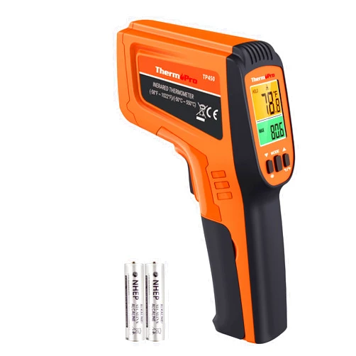 ThermoPro TP450 Dual Laser Temperature Gun for Cooking, Digital Infrared Thermometer for Pizza Oven Grill, Laser Thermometer Gun with Adjustable Emissivity Temp Gun -58℉to 1022℉(Not for Human)