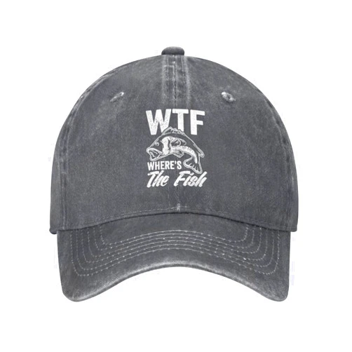 Botizr WTF Where's The Fish Hats Cowboy Dad Hats Cute Fishing Gifts Baseball Cap Adjustable Strap for Men Cotton Traveling Hat