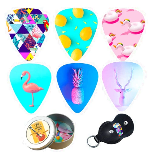 Cheliz Guitar Picks - Cheliz 12 Medium Gauge Celluloid Guitar Picks In a Box W/Picks Holder. Unique Guitar Gift For Bass, Electric & Acoustic Guitars (Web Sensation)