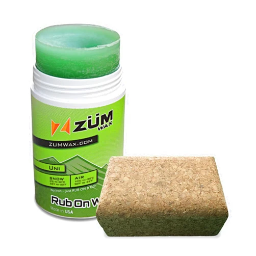 ZÜMWAX ZUMWax Rub-On Ski/Snowboard/Nordic/Cross-Country Wax 70g, UNIVERSAL + Natural Polishing Nordic Ski Cork, Eco-Friendly, Buffs Wax, Boosts Speed & Grip, Protects Base, Compact & Durable, All Levels