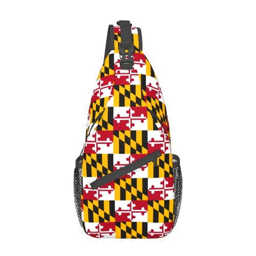 ASYG Cute Maryland Flag Sling Backpack, Multipurpose Maryland Crossbody Shoulder Bag Travel Hiking Daypack for Men Women