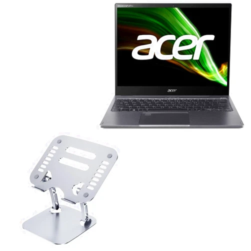 BoxWave Stand and Mount Compatible with Acer Spin 5 (SP513-55N) - Executive VersaView Laptop Stand, Ergonomic Adjustable Metallic Laptop Stand - Metallic Silver