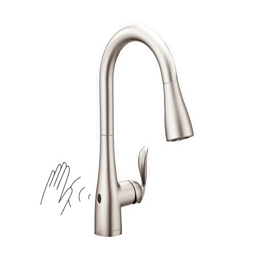 Moen Arbor Spot Resist Stainless Motionsense Wave Sensor Touchless One-Handle Single Hole Kitchen Sink Faucet, 7594EWSRS
