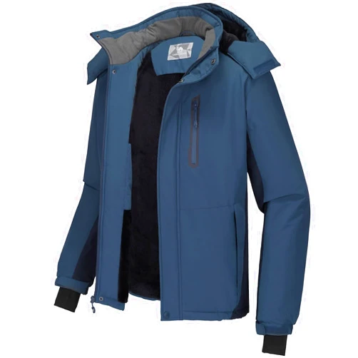 CAMEL CROWN Men's Mountain Snow Waterproof Ski Jacket Detachable Hood Windproof Fleece Parka Rain Jacket Winter Coat