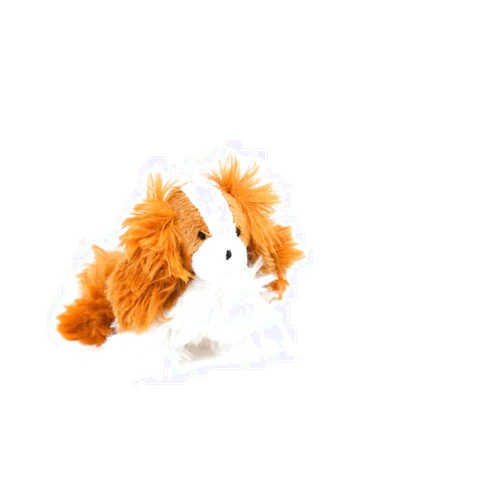 Oscar Newman Cavalier King Charles Pipsqueak Toy, 5-inch Length, White and Brown