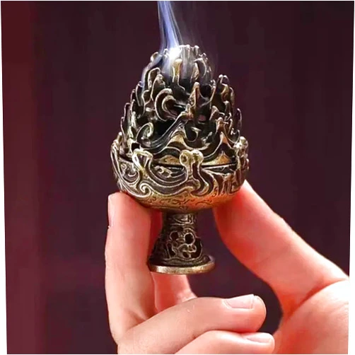 HFLWYWD Mini Incense Burner Stove,Zen Boshan Incense Burner Home Decor,Copper Mountain Statue Ornaments,Vintage Incense Burner Charcoal Stove for Home Decoration Office Room Tea House (Bronze)