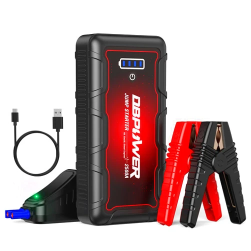 DBPOWER Jump Starter 2500A Peak 74Wh Portable Car Jump Starter (Up to 10L Gas/8L Diesel Engine) 12V Auto Battery Booster Pack with Smart Clamp Cables, Quick Charger, LED Light Jump Box