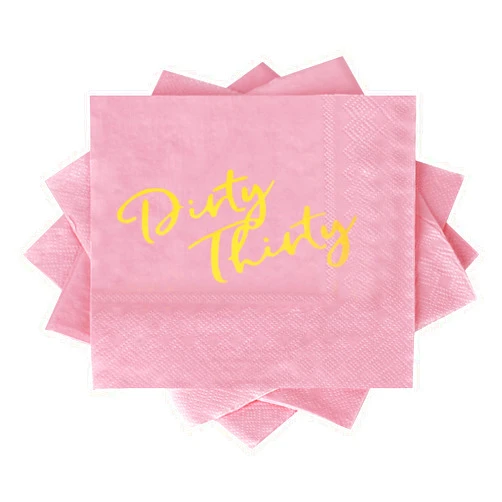 Apriciti Cocktail Napkins Pink Gold Napkins, 30th Anniversary Party Napkins Paper with Gold Foil Words for Thirty Birthday Anniversary Celebration Decorations (Pink-Thirty, 100 Count)
