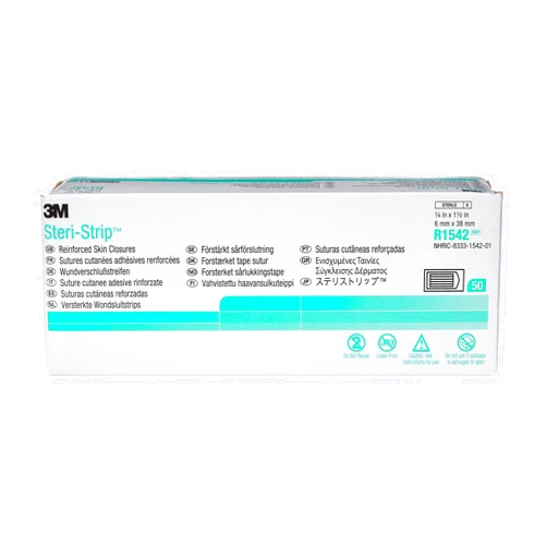 Steri-Strip 3M™ Steri-Strip™ Reinforced Adhesive Skin Closures, R1542, 1/4 in x 1-1/2 in, 50 Bag/Carton, 4 Carton/Case