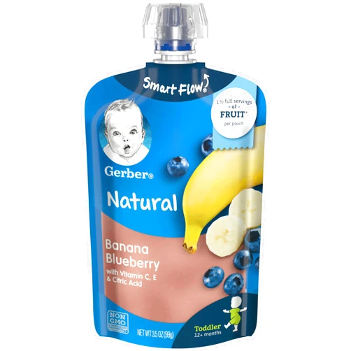 Gerber Purees Banana Blueberry Toddler Pouch, 3.5 Ounces (Pack of 12)