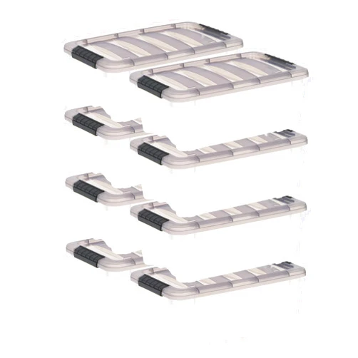 K&J CHIPMUNK Lidded Home Storage Bins 12.95 Qt. (3.2 gal.) Clear Latch Box, Stackable Plastic Storage Bins with Lids, Set of 8