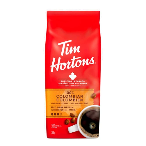 Tim Hortons 100% Colombian Dark Medium Roast Fine Grind Coffee 300g