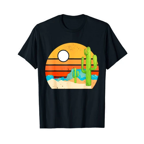 Vintage 80's Desert Cactus Scene Retro Mountains Southwest T-Shirt