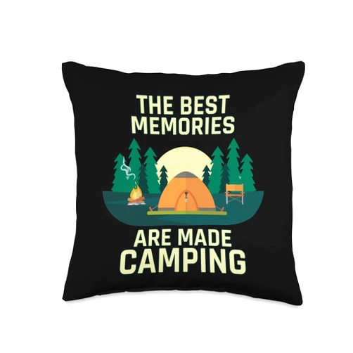 Camping Zelten Campen lustige Sprüche Wohnwagen The Best Memories are Camping Tents Nature Campfires Throw Pillow, 16x16, Multicolor