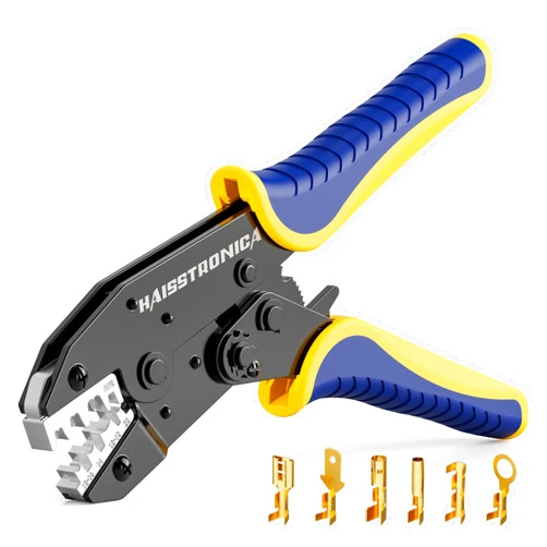 Haisstronica Crimping Tool for Non-Insulated Open Barrel Terminals Receptacles,AWG 20-10 Ratchet Wire Crimper Tool,Wire Terminal Crimper HS-5327