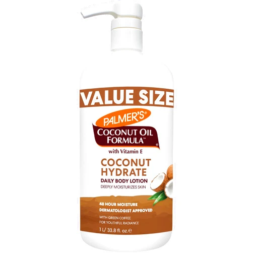 Palmer's Coconut Oil Formula Body Lotion for Dry Skin, Hand & Body Moisturizer with Green Coffee Extract & Vitamin E, Value Size Pump Bottle, 33.8 Fl Oz (Pack of 1)